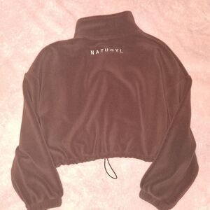 Naturyl By Niykee Fleece Crop Zip Up Small Brown NBK